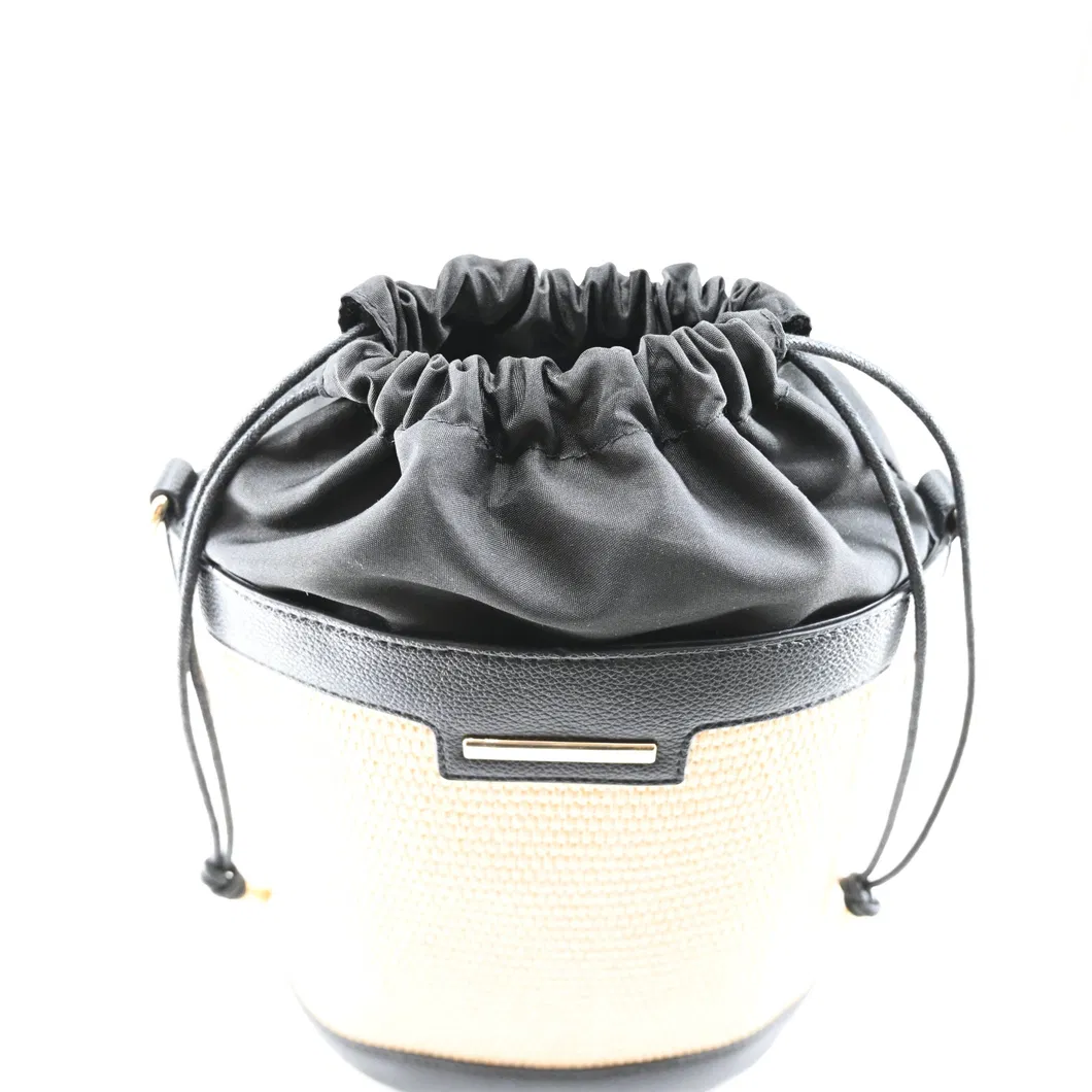 Chic Minimalist Women&prime;s Drawstring Bucket Bag in Black and Brown