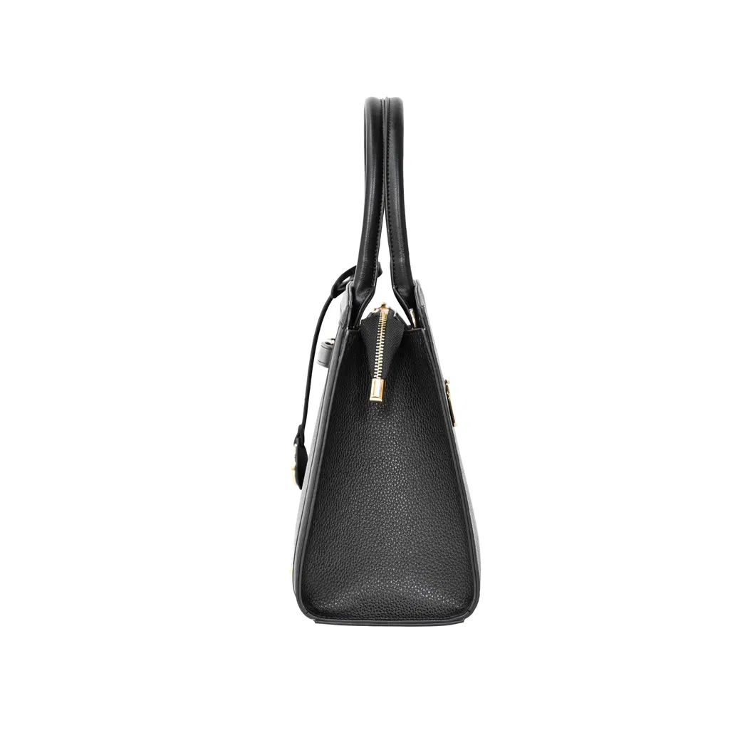 Ladies&prime; Tote Handbag with off-Black PU Splicing and Simple Design