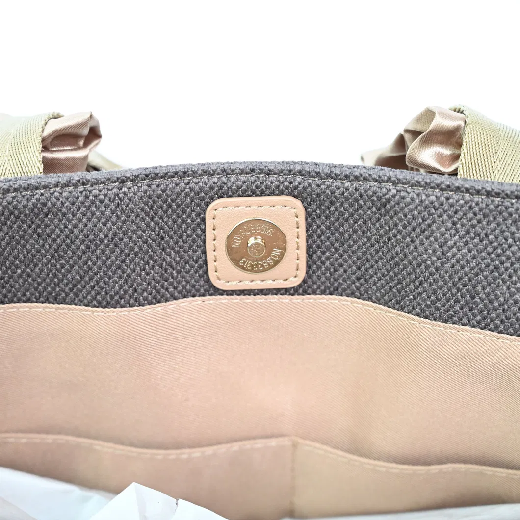 Stylish Women&prime;s Tote Bag with Chic Brown Ribbon Accents