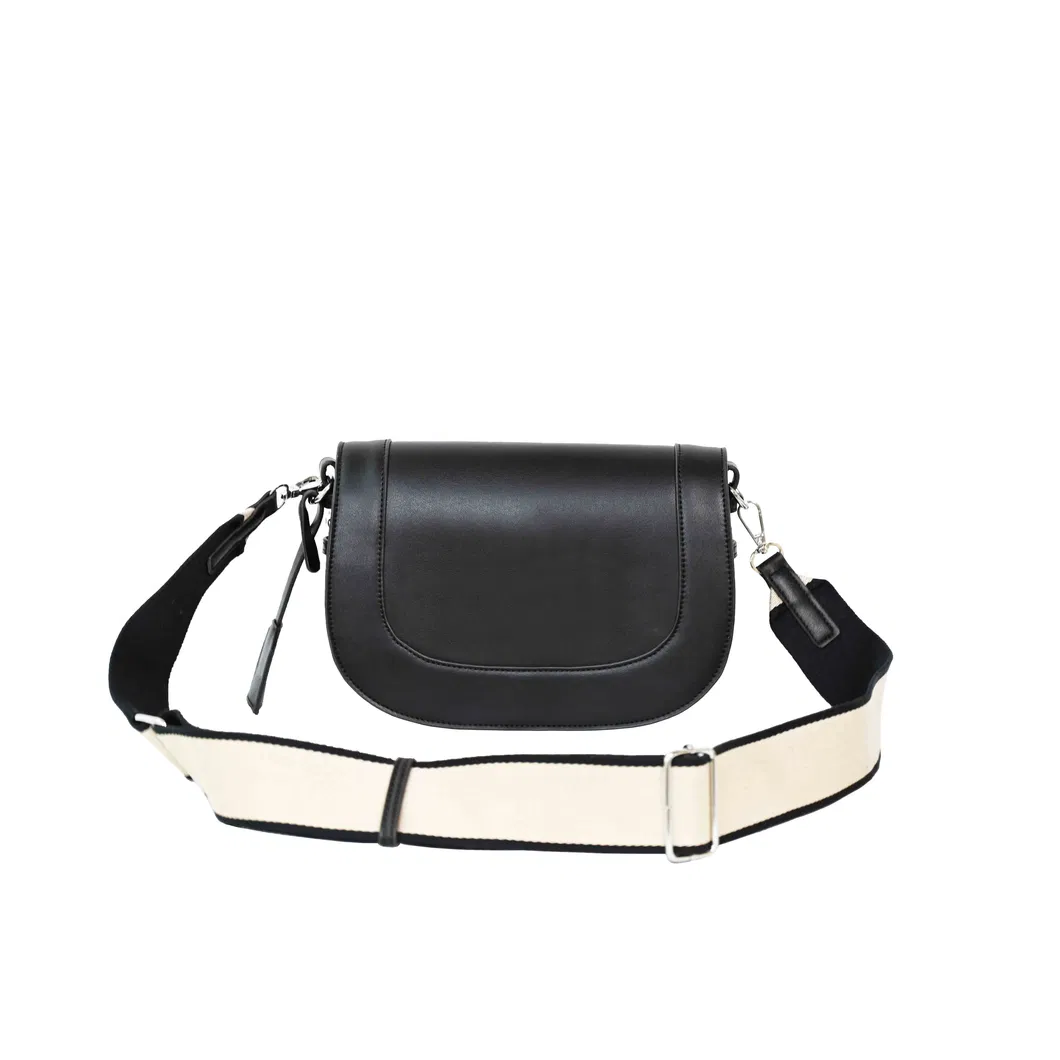 Elegant Black PU Leather Handbag with Versatile Shoulder Strap