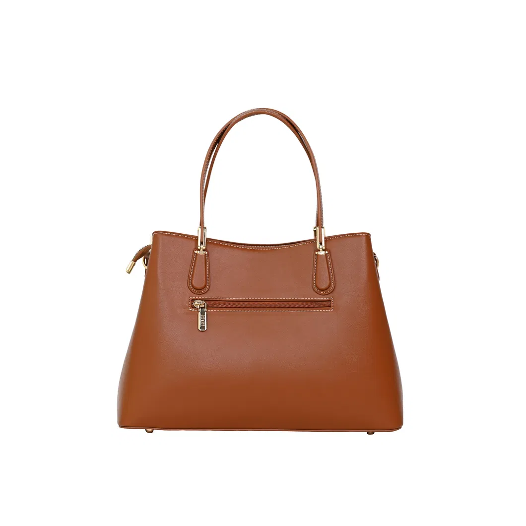Fashionable and Simple Women&prime;s Handbag with Beige and Brown Splicing