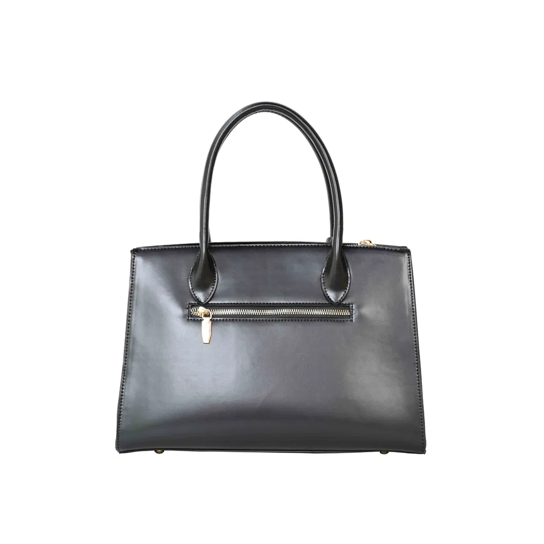 Women&prime;s Tote Handbag with off-Black Splicing and Clean Design