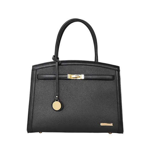 Women′s Tote Handbag Featuring off-Black PU Splicing and Minimalist Design