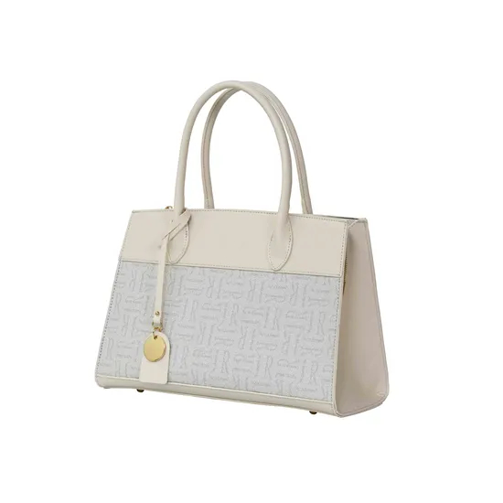 Chic off-White Spliced Tote Handbag for Daily Use