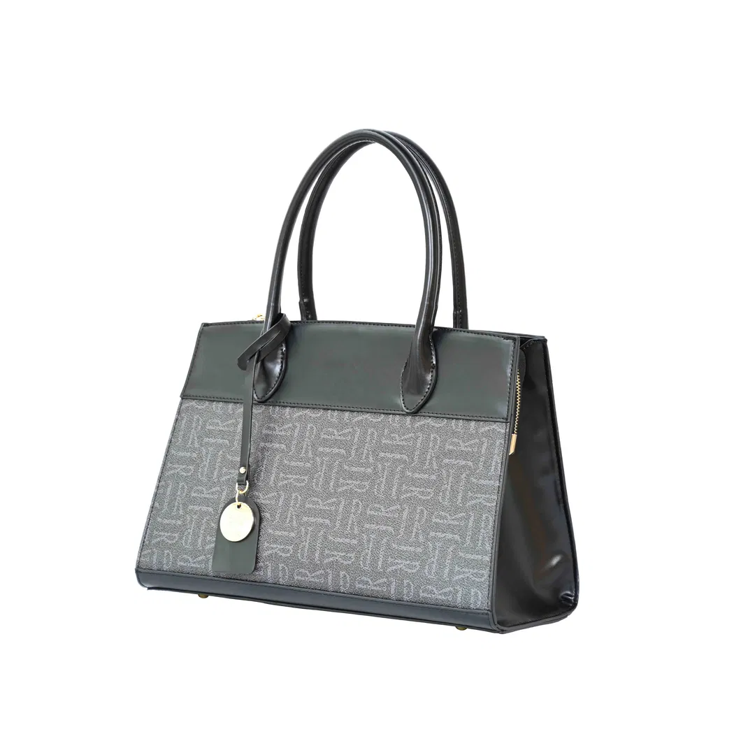 Women&prime;s Tote Handbag with off-Black Splicing and Simple Design