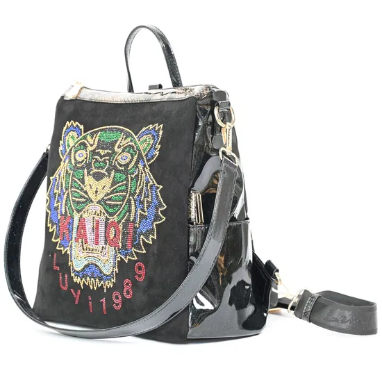 Trendy Women′s Backpack with Stylish Diamond Tiger Print