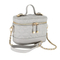 Chic Gray Mini Backpack for Women: Featuring a Distinctive Round Design