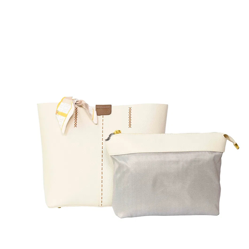 a Stylish and Minimalist Designer Leather Underarm Handbag with a Silk Scarf Braided Flower Design
