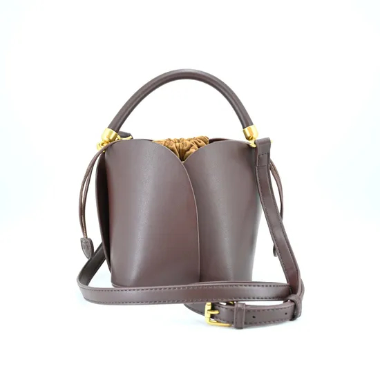 Timeless Chic Brown Bucket Bag for The Modern, Trendy Woman