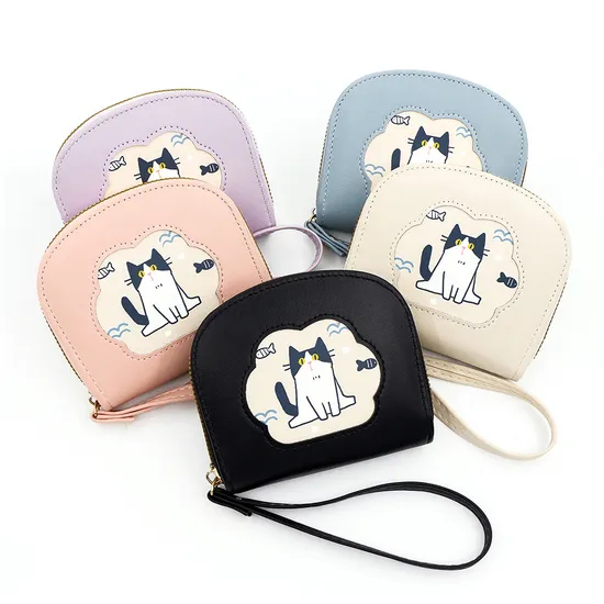 Cute Cartoon Cat Design Women′s Coin Purse Wallet