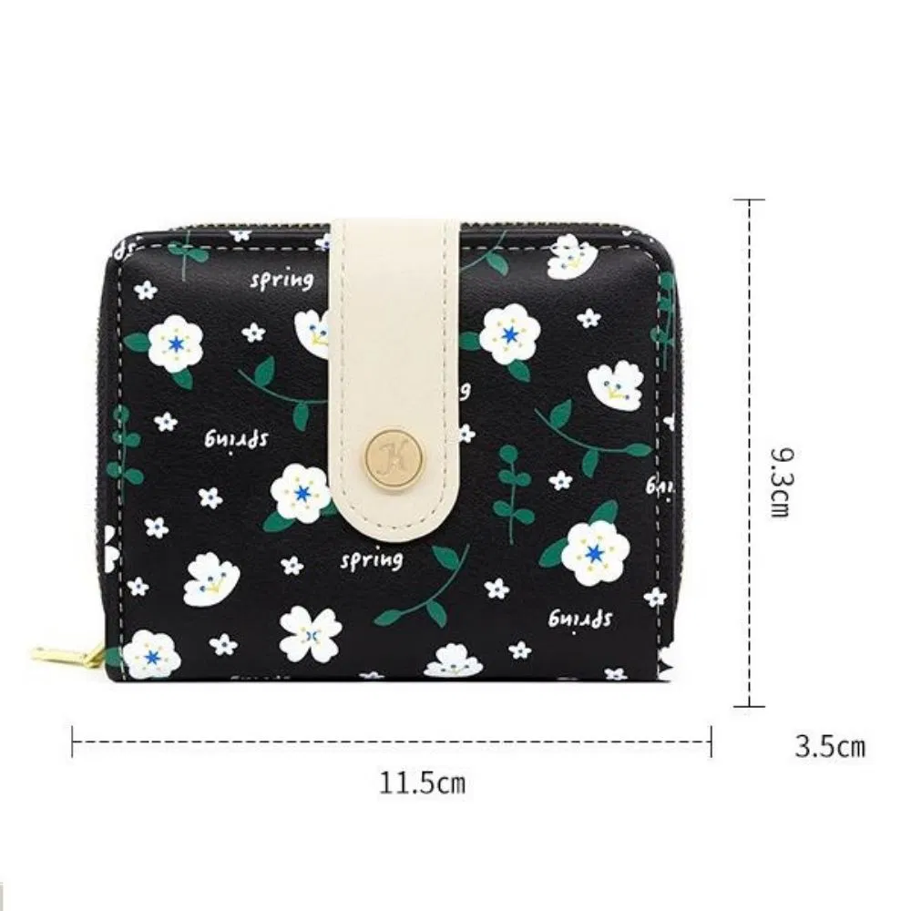 Refreshing Small Floral Design Ladies&prime; Wallet in Morandi Color Tones