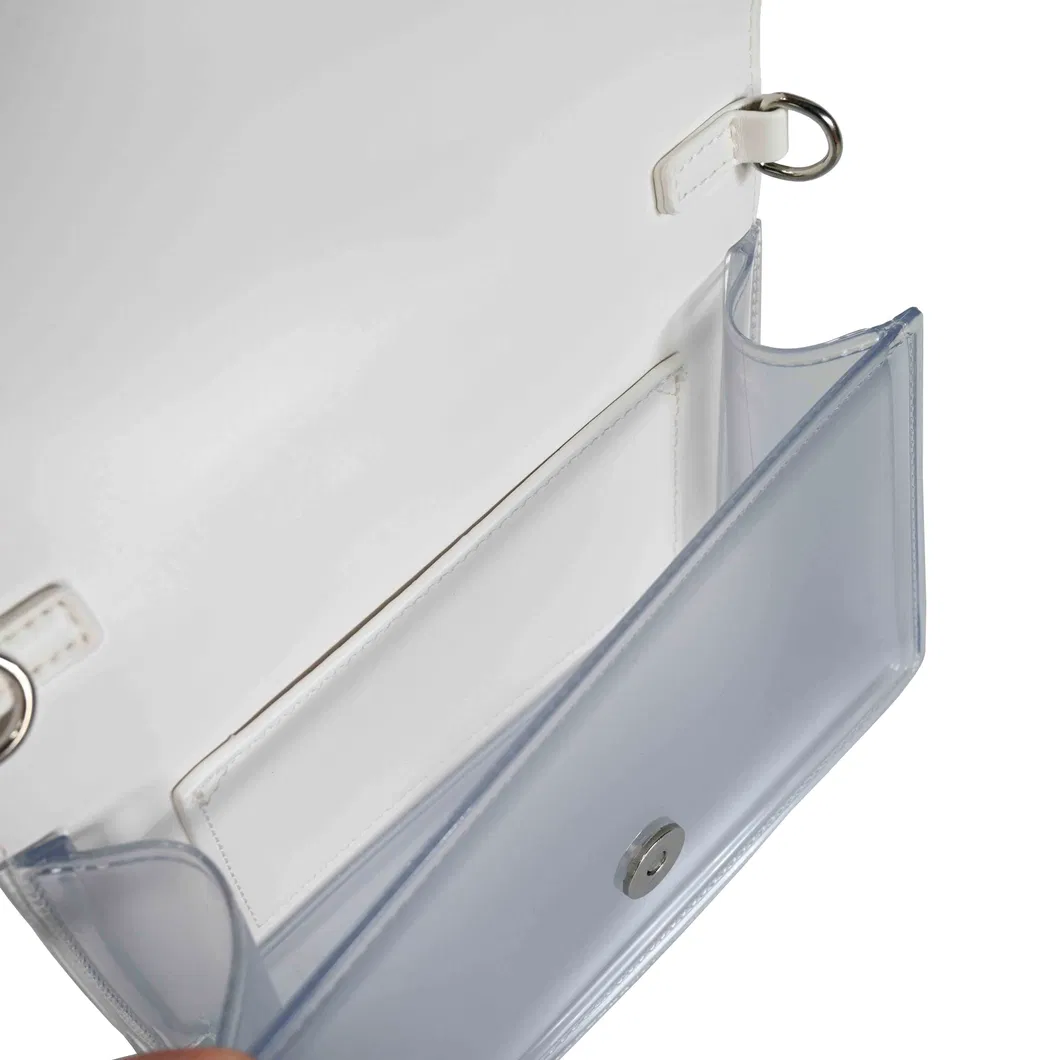 Chic White Shoulder Crossbody Bag for Patent Leather Clear Panel Style