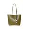 Elegant Olive Green Leather Handbag Exquisite Bead Chain Decoration Classy Shoulder Bag