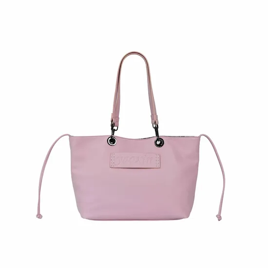 Rose Radiance: Chic Leather Tote Bag in Soft Pink