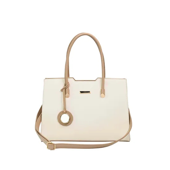 Stylish Beige-Brown PU Leather Tote Bag for Fashionable Women