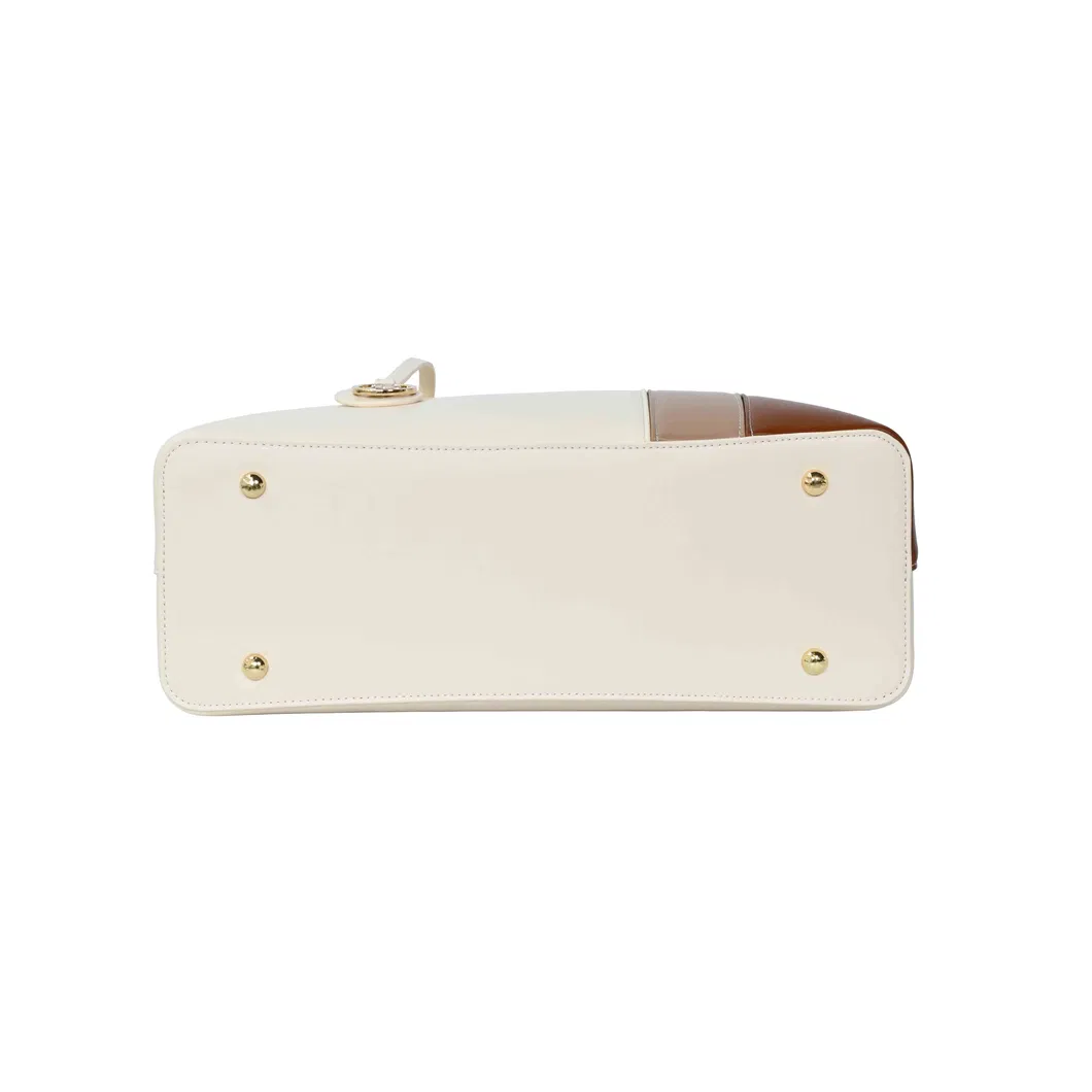 Elegant Women&prime;s Handbag with Chic Beige and Brown Accents
