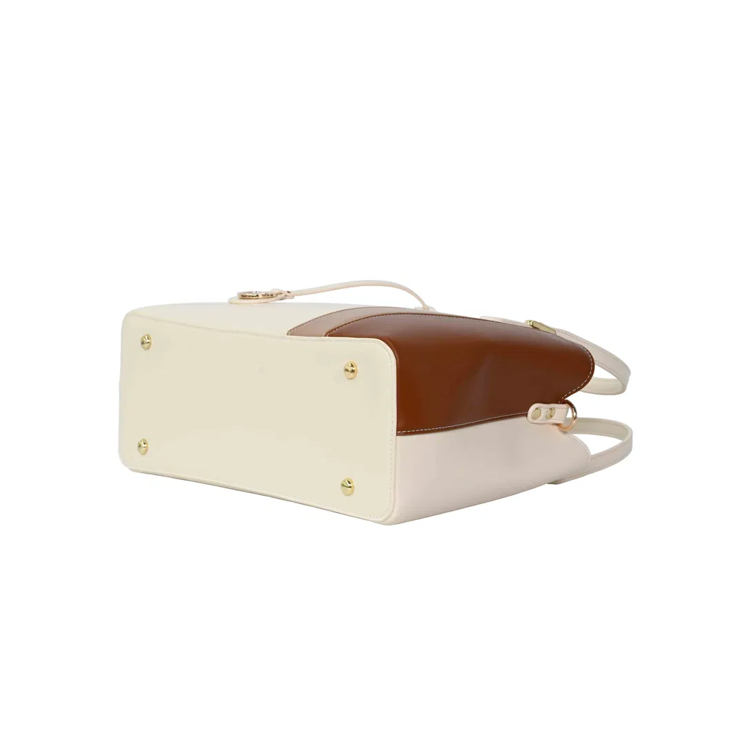 Women&prime;s Elegant Handbag with Sophisticated Beige and Brown Accents