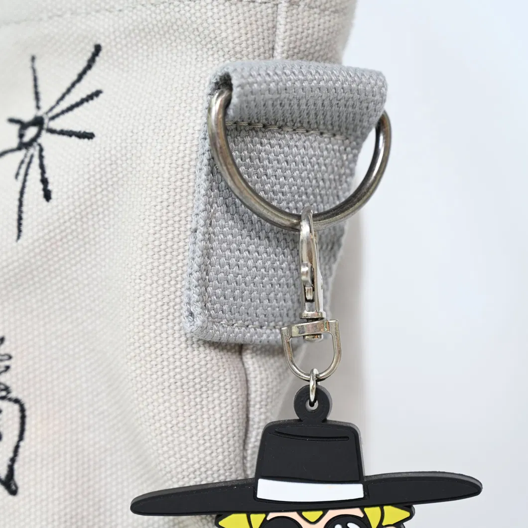 Chic Cartoon Tote Bag off-White Canvas for Fun and Functionality