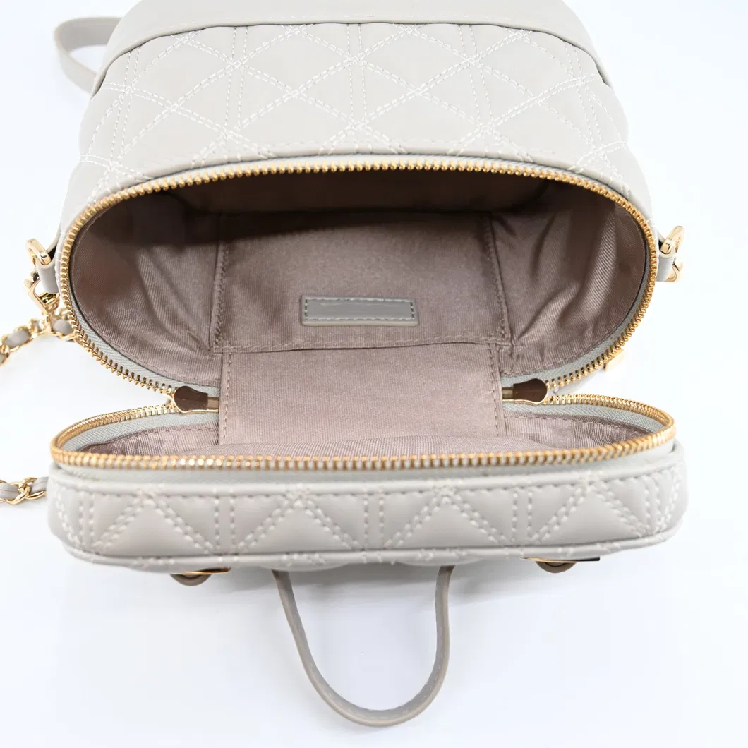 Stylish Gray Mini Backpack for Women with Round Design
