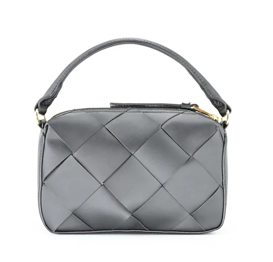 Elegant Black PU Tote Bag for Women with Trendy Checkered Pattern