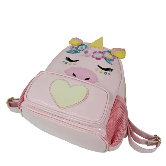 Stylish Pink Backpack for Girls with Cute Cartoon Prints