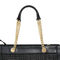 Elegant Black Woven Tote Bag Featuring Chic Gold Chain