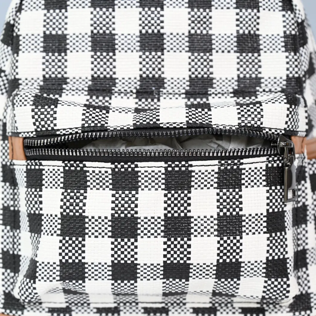 Stylish Black and White Checkered Backpack for School Use
