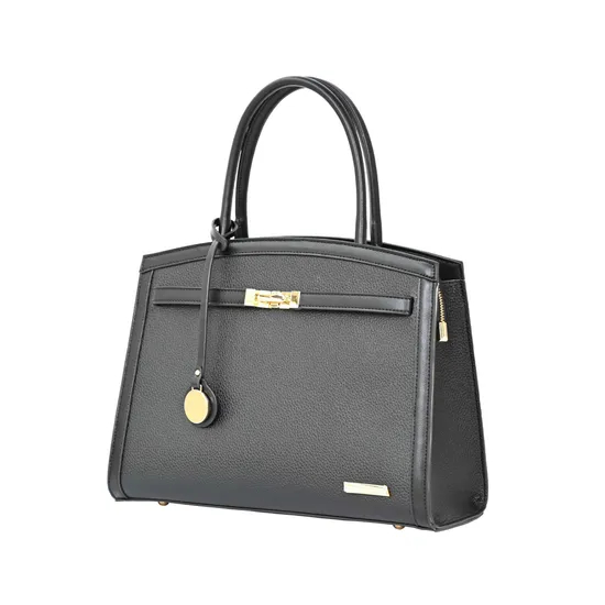 Elegant Minimalist Tote Handbag for Women with off-Black PU Splicing