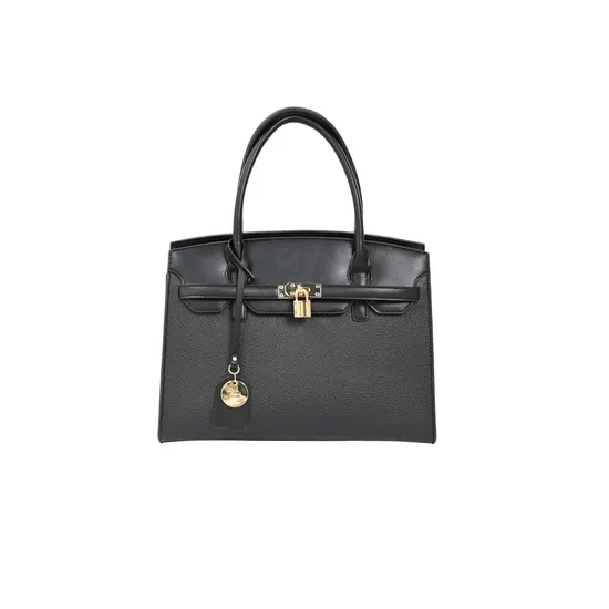 Fashion-Forward Brown PU Tote Bag for Women with Gold Lock Accent