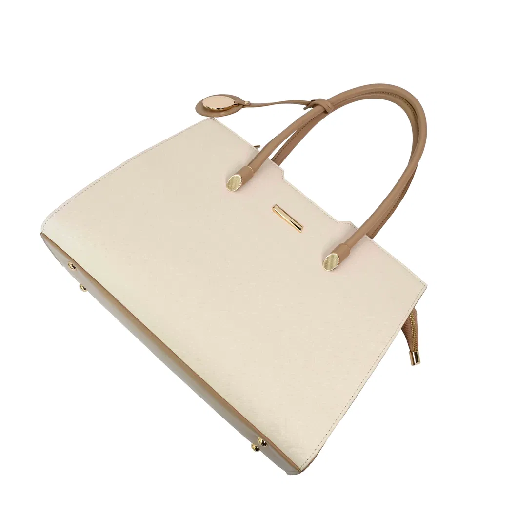 Elegant Minimalism with Beige-Brown PU Leather Tote Handbag for Women