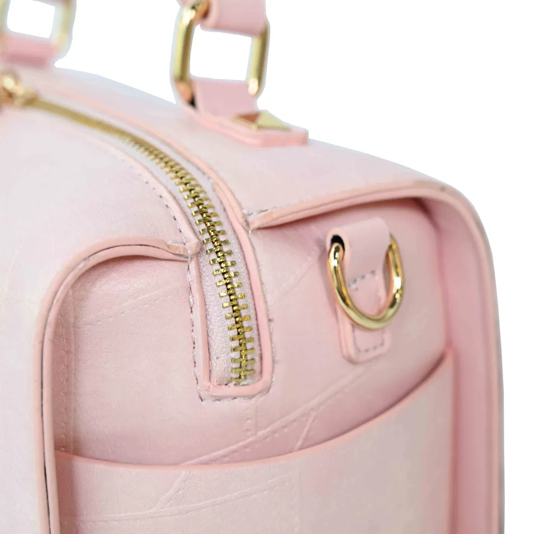 Chic Pink PU Handbag with Versatile Adjustable Strap for Women