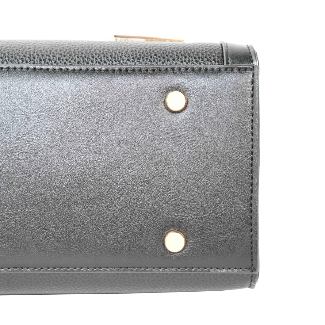 Ladies&prime; Tote Handbag with off-Black PU Splicing and Simple Design
