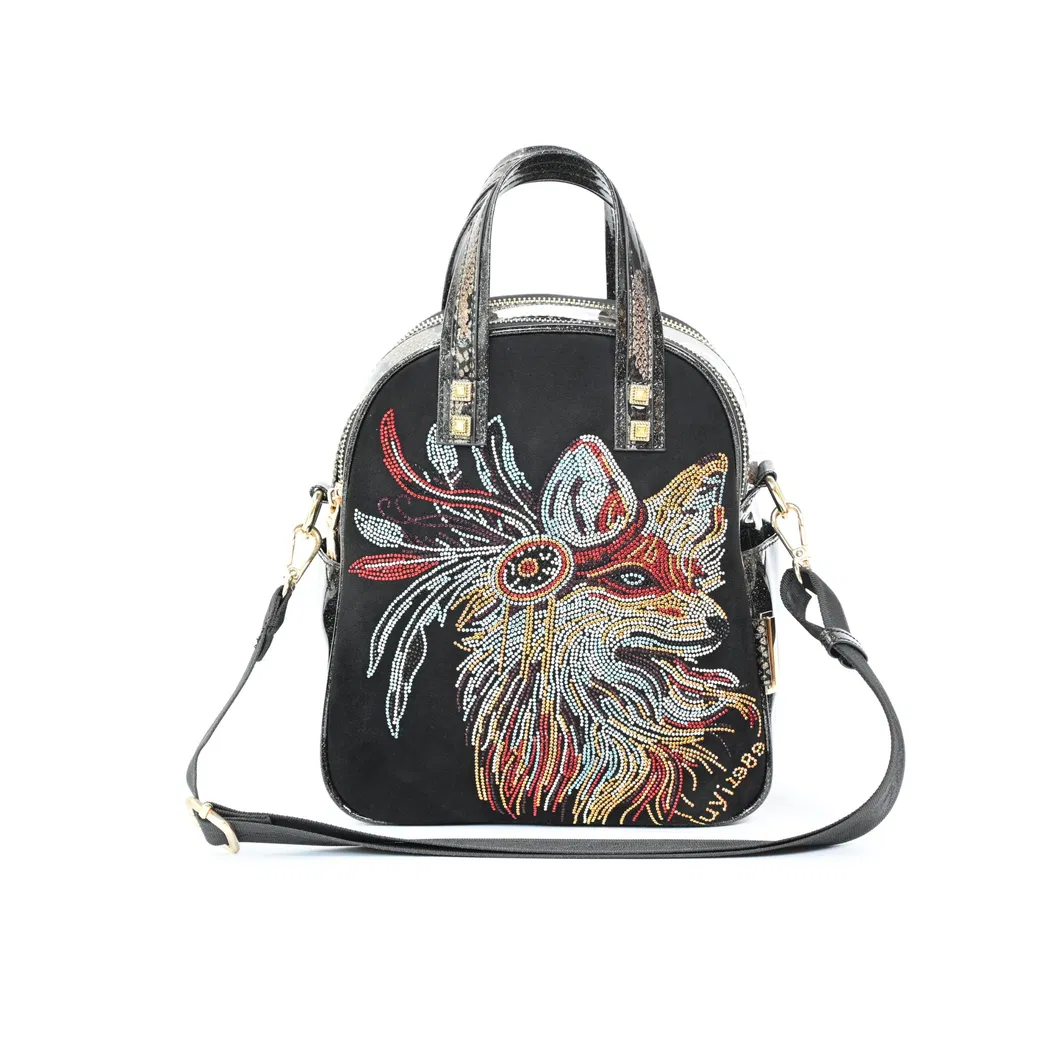 Chic Black PU Backpack and Tote Featuring Cute Fox Design