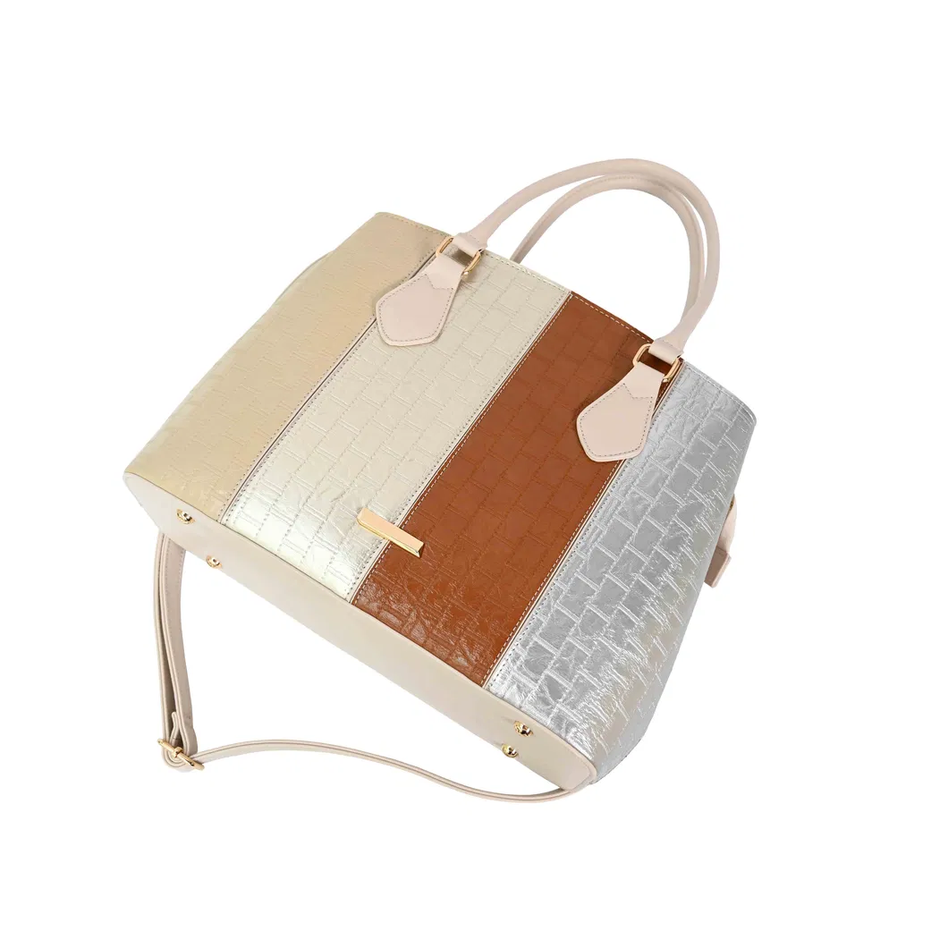 Trendy and Minimalist Women&prime;s Handbag with off-White Splicing