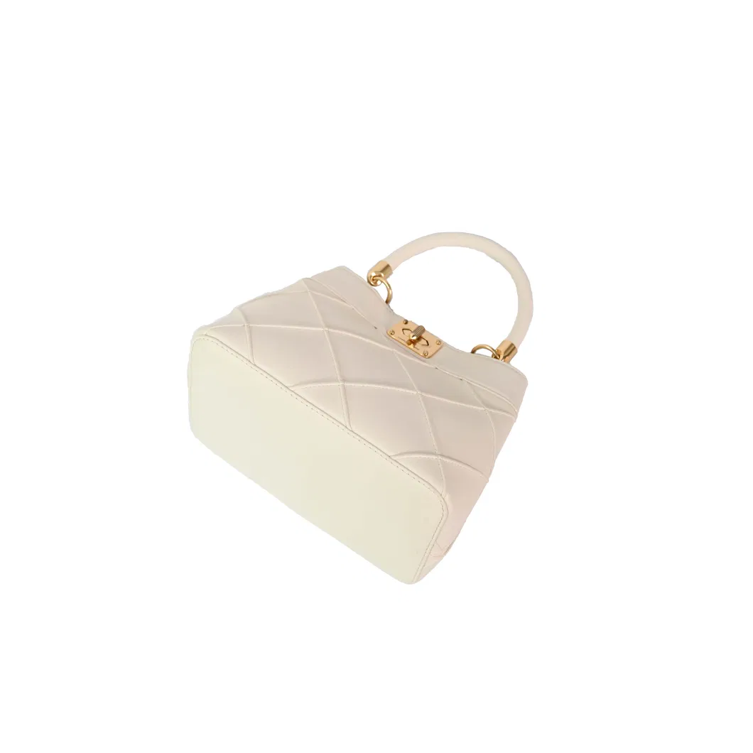Stylish Beige Women&prime;s Handbag with Eye-Catching Gold Elements