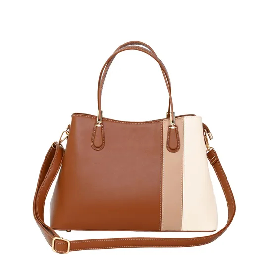 Stylish Women′s Handbag with Chic Beige and Brown Accents