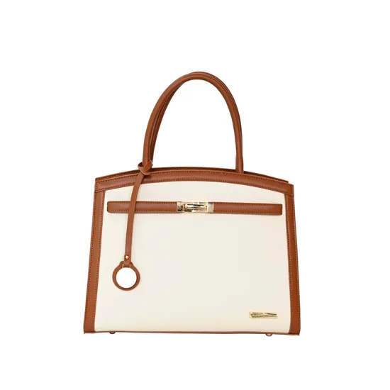 The Brown Essential with PU Tote Bag with Gold Lock Detail