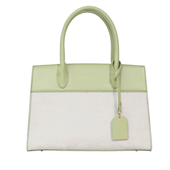 Stylish off-White and Green Minimalist Tote Handbag for Women