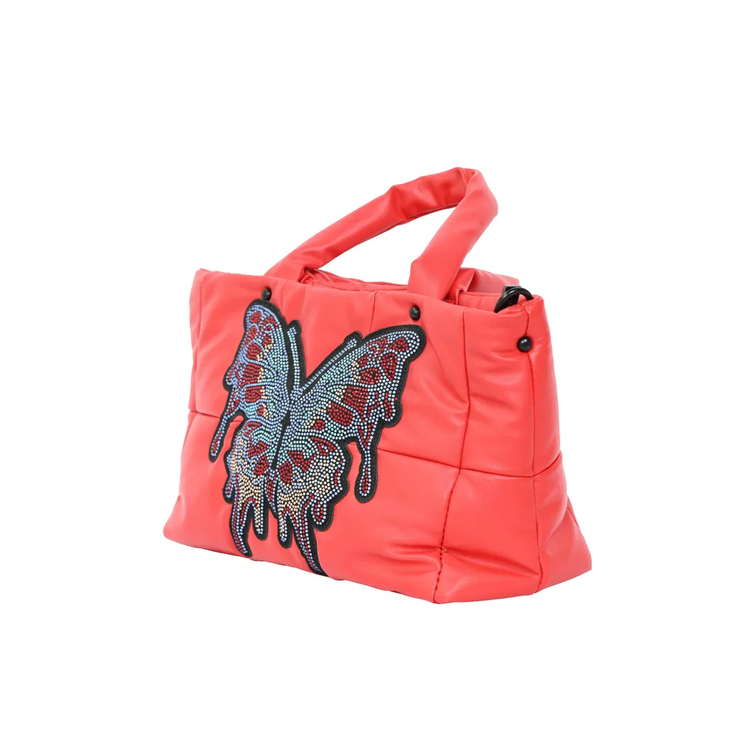 Glamorous Red Tote Bag with Butterfly Sequins for a Touch of Elegance