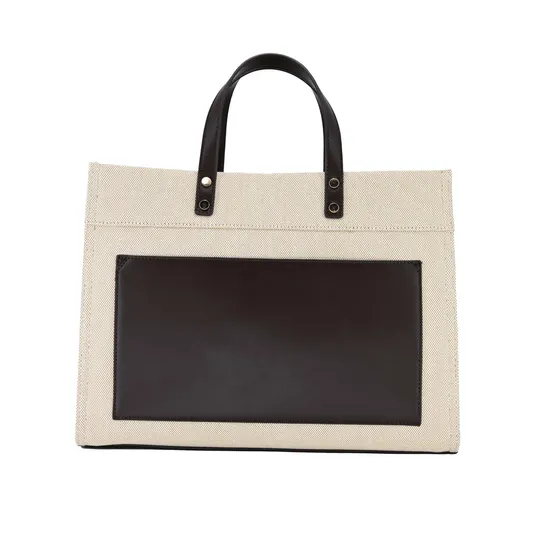 Beige Minimalist Fashion Design Tote Bag for Shopping and Everyday Use