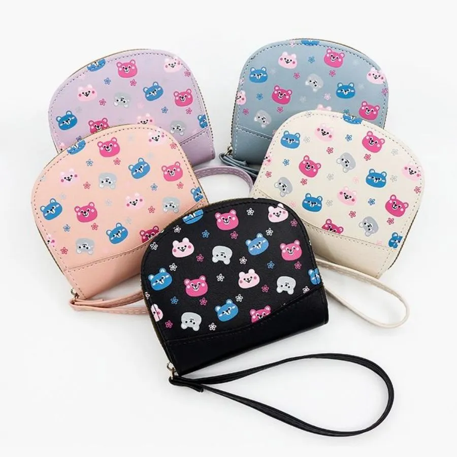 Cute Cartoon Bear Design Women&prime;s Coin Purse Wallet