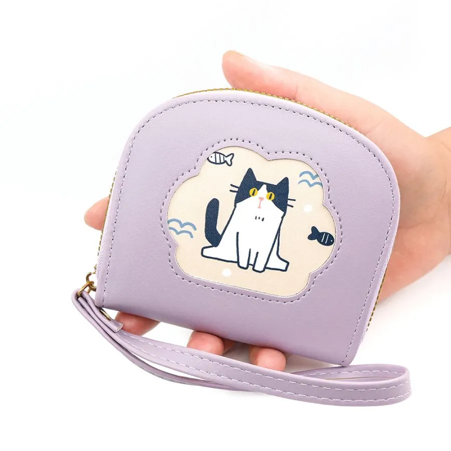 Cute Cartoon Cat Design Women&prime;s Coin Purse Wallet
