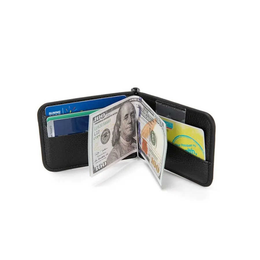 Simple Button Design Black Men&prime;s Wallet and Card Holder