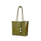 Elegant Olive Green Leather Handbag Exquisite Bead Chain Decoration Classy Shoulder Bag