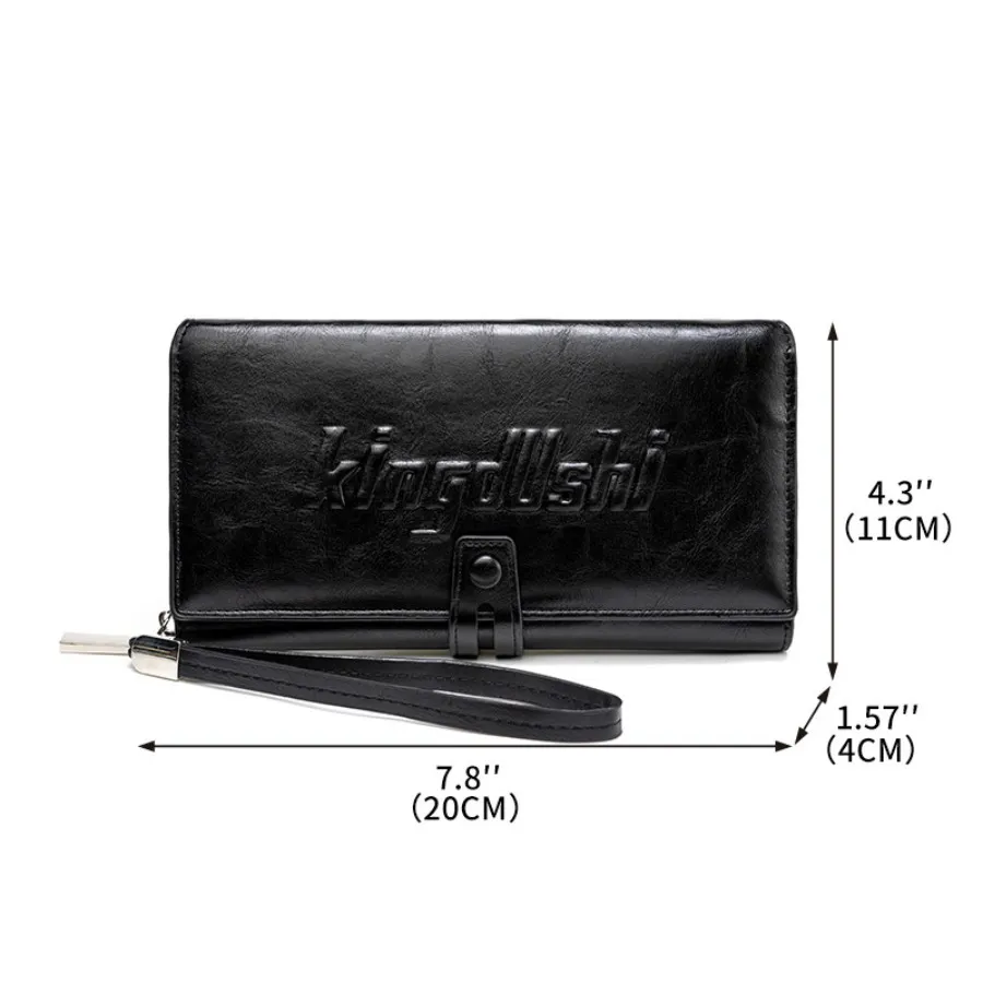 Premium PU Glossy Men&prime;s Wallet with Letter Print Design in Black and Brown