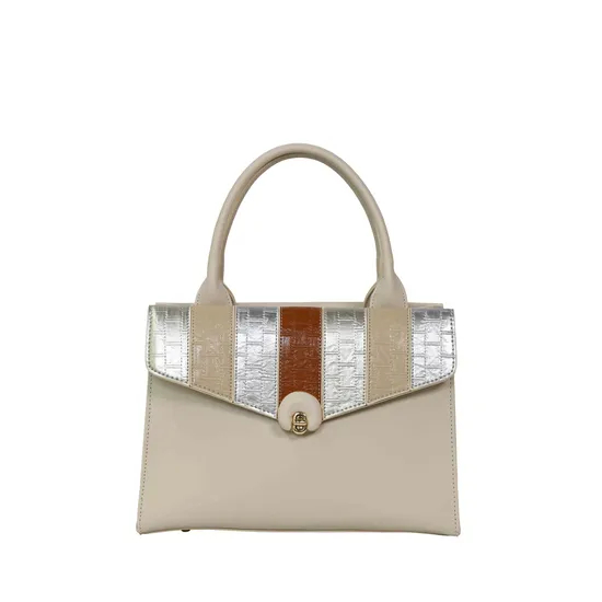 Elegant off-White Handbag: Timeless Sophistication with Silver Details