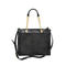 Elegant Black Woven Tote Bag with Featuring Chic Gold Chain Detail