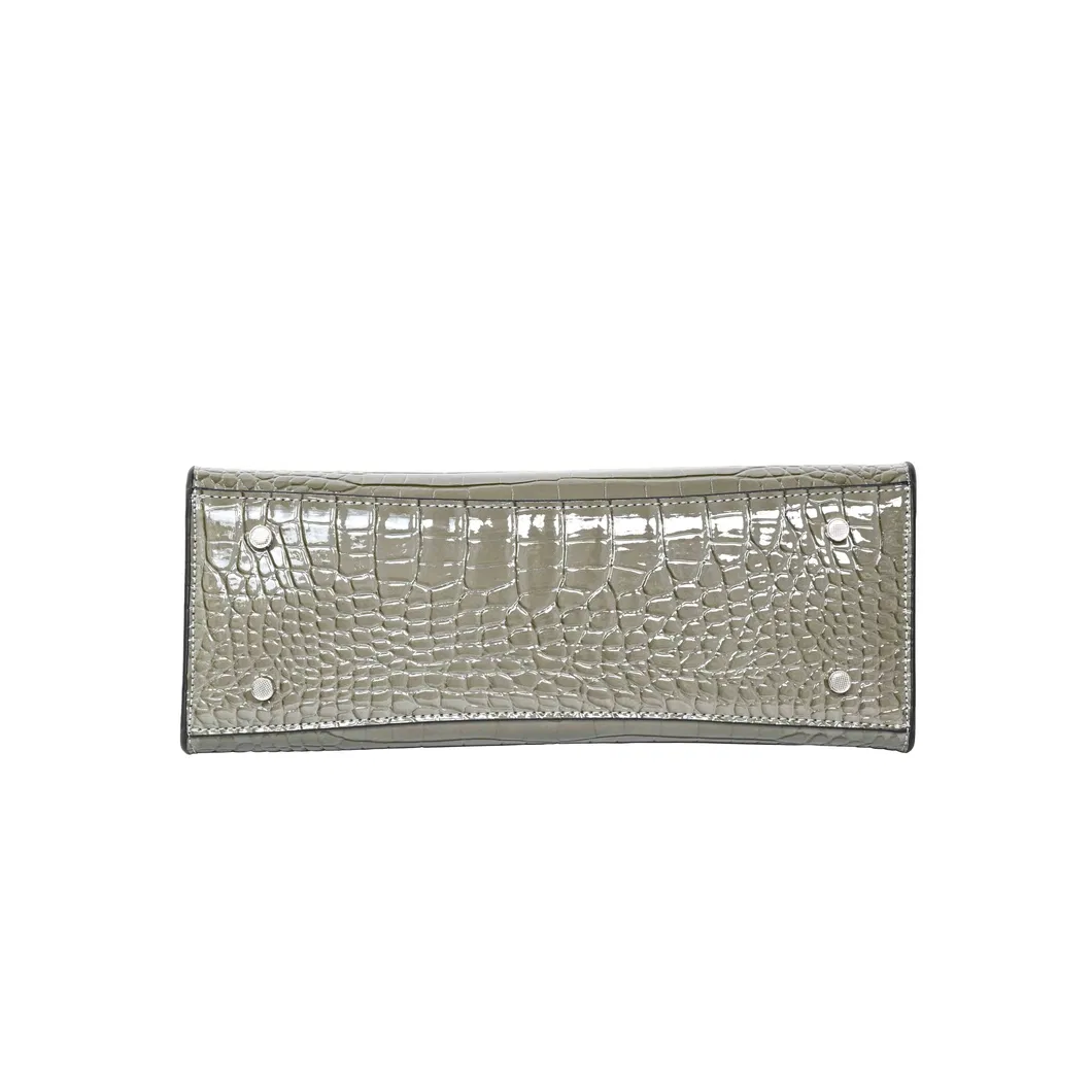 Premium Silver Grey Tote Bag Crocodile - Textured Dual - Function for Hand - Carrying and Shoulder - Slinging