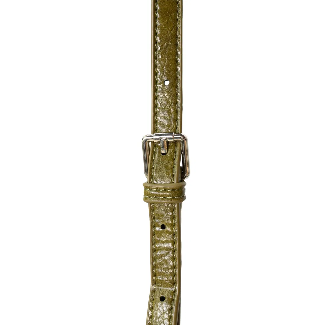 Elegant Olive Green Leather Handbag Exquisite Bead Chain Decoration Classy Shoulder Bag