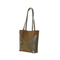 a Brown and Green Spliced Leather Handbag Adorned with Knots